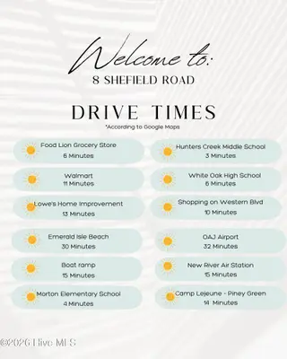 8 Sheffield Road, Jacksonville, NC 28546 – photo 2: Drive Times