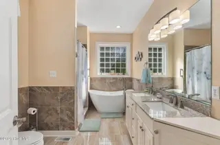 165 Cedar Lane, Newport, NC 28570 — 3-bedroom home in Gull Harbor, Newport, NC, photo 17 of 48: Primary Bath w/ Double Vanity