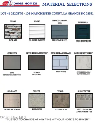 106 Manchester Court, La Grange, NC 28551 – photo 3: LOT 46 MATERIALS SELECTIONS