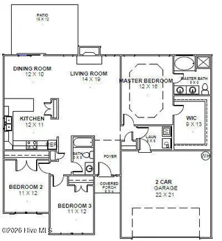5036 Bluewater Boulevard, New Bern, NC 28562 — 3-bedroom home in Bluewater Rise, New Bern, NC, photo 3 of 12: Floor Plan