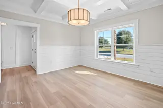 107 Spicer Lake Drive, Holly Ridge, NC 28445 – photo 14: dining room w/shiplap & coffered ceiling