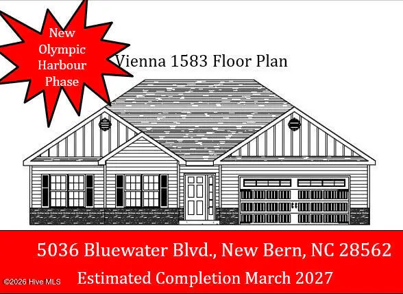 5036 Bluewater Boulevard, New Bern, NC 28562 — 3-bedroom home in Bluewater Rise, New Bern, NC, photo 1 of 12: MLS Photo 9-25-26