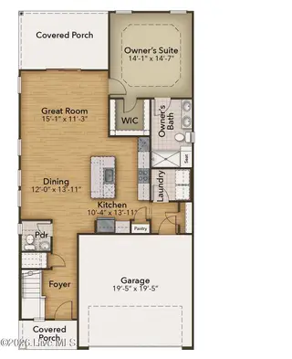 4021 Morning Dew Path, Leland, NC 28451 — 3-bedroom home in Terrapin, Leland, NC, photo 2 of 3: First Floor Plan
