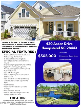 420 Arden Drive, Hampstead, NC 28443 – photo 3: 420 Arden Drive Price Improvement Unbran