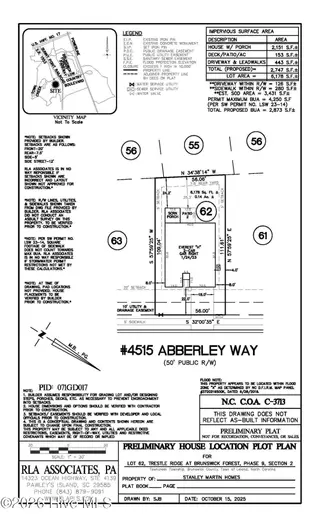 4515 Abberley Way 62, Leland, NC 28451 – photo 19: TRESTLE RIDGE LOT 62 PLOT PLAN