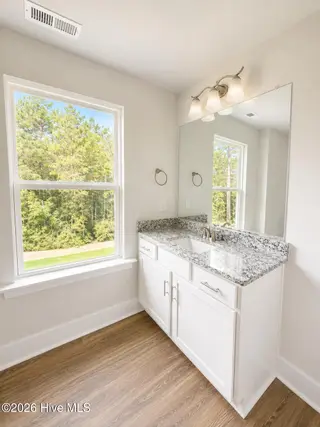 8611 Blue Haw Way Lot 124, Leland, NC 28451 — 5-bedroom home in Indigo Preserve, Leland, NC, photo 16 of 33: Separate vanities in primary bath