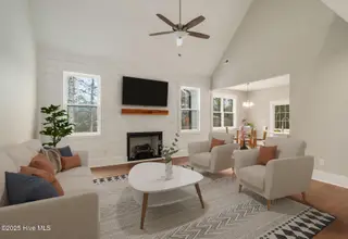 2401 Starling Lane, New Bern, NC 28562 – photo 3: Living Room w/ Fireplace & Shiplap
