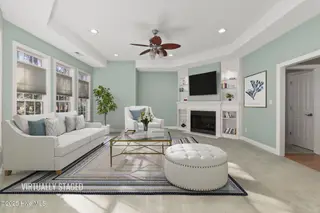 406 Hillcrest Drive, Morehead City, NC 28557 – photo 5: Living room with fireplace