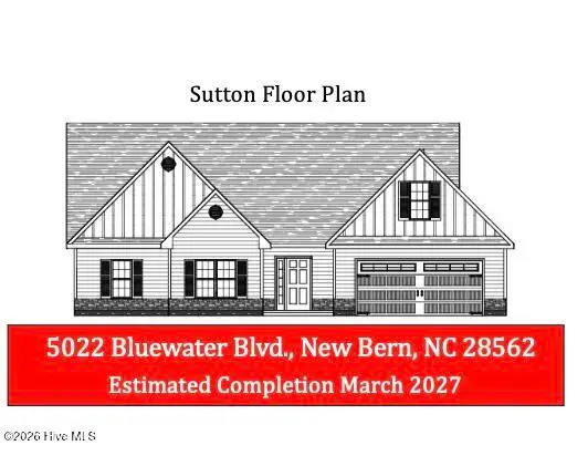 5022 Bluewater Boulevard, New Bern, NC 28562 — 3-bedroom home in Bluewater Rise, New Bern, NC, photo 1 of 10: 759 OH MLS Photo