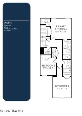 617 Sandy Hollow Drive, Jacksonville, NC 28540 — 4-bedroom townhome in Sandy Hollow Townhomes, Jacksonville, NC, photo 22 of 22: Floor Plan (2nd Floor)