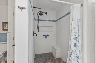 120 Pearl Drive, Beaufort, NC 28516 — 3-bedroom home in Beaufort Meadow, Beaufort, NC, photo 20 of 50: Primary bath with spacious tiled shower