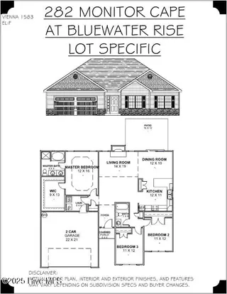 2010 Bluewater Boulevard, New Bern, NC 28562 – photo 20: Front Elevation and Floor Plan