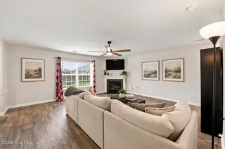 212 Gracie Farms Road, New Bern, NC 28560 — 4-bedroom home in Tyler, Home on the Lake, New Bern, NC, photo 11 of 32: Living Room Staged