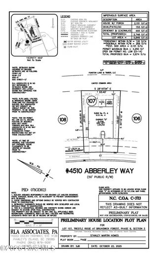 4510 Abberley Way 107, Leland, NC 28451 – photo 15: TRESTLE RIDGE LOT 107 PLOT PLAN