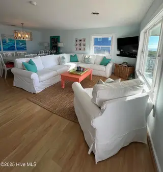 801 Ocean Drive, Emerald Isle, NC 28594 – photo 7: 7 Living room with OCEAN VIEWS