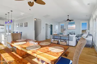 1254 Ocean Boulevard W, Holden Beach, NC 28462 — 5-bedroom home in Holden Beach West, Holden Beach, NC, photo 3 of 66: 32_dining living kitchen