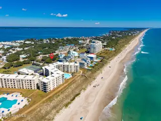 106 Ocean Bluff Drive, Indian Beach, NC 28512 — lot in Ocean Bluff, Indian Beach, NC, photo 3 of 15: Aerial View of Beach Proximity