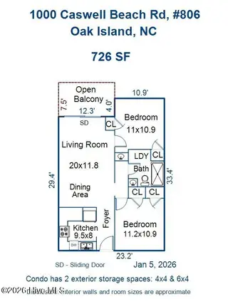 1000 Caswell Beach Road Apt. 806, Oak Island, NC 28465 — 2-bedroom condo in Oak Island Bch Villa, Oak Island, NC, photo 8 of 56: Floor Plan - 806