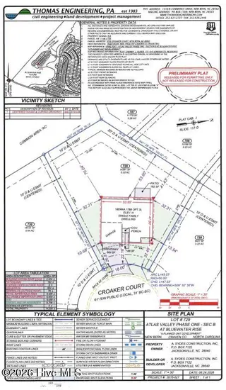 1018 Croaker Court, New Bern, NC 28562 – photo 5: 729-AV Prelim Plot Plan
