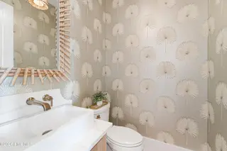 216 Radio Island Road, Morehead City, NC 28557 — 4-bedroom home in Tide Lines, Morehead City, NC, photo 18 of 56: Wallpapered Powder Room