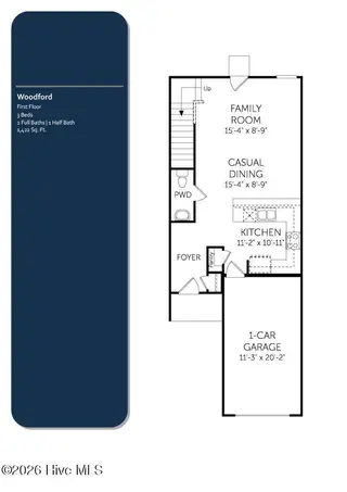 617 Sandy Hollow Drive, Jacksonville, NC 28540 — 4-bedroom townhome in Sandy Hollow Townhomes, Jacksonville, NC, photo 21 of 22: Floor Plan (1st Floor)