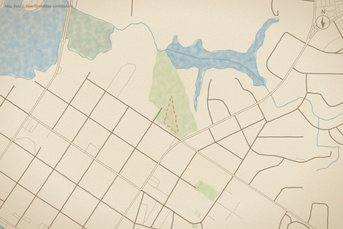 Watercolor map of 805 Mulberry in Beaufort, NC, showing its streets, water and surroundings