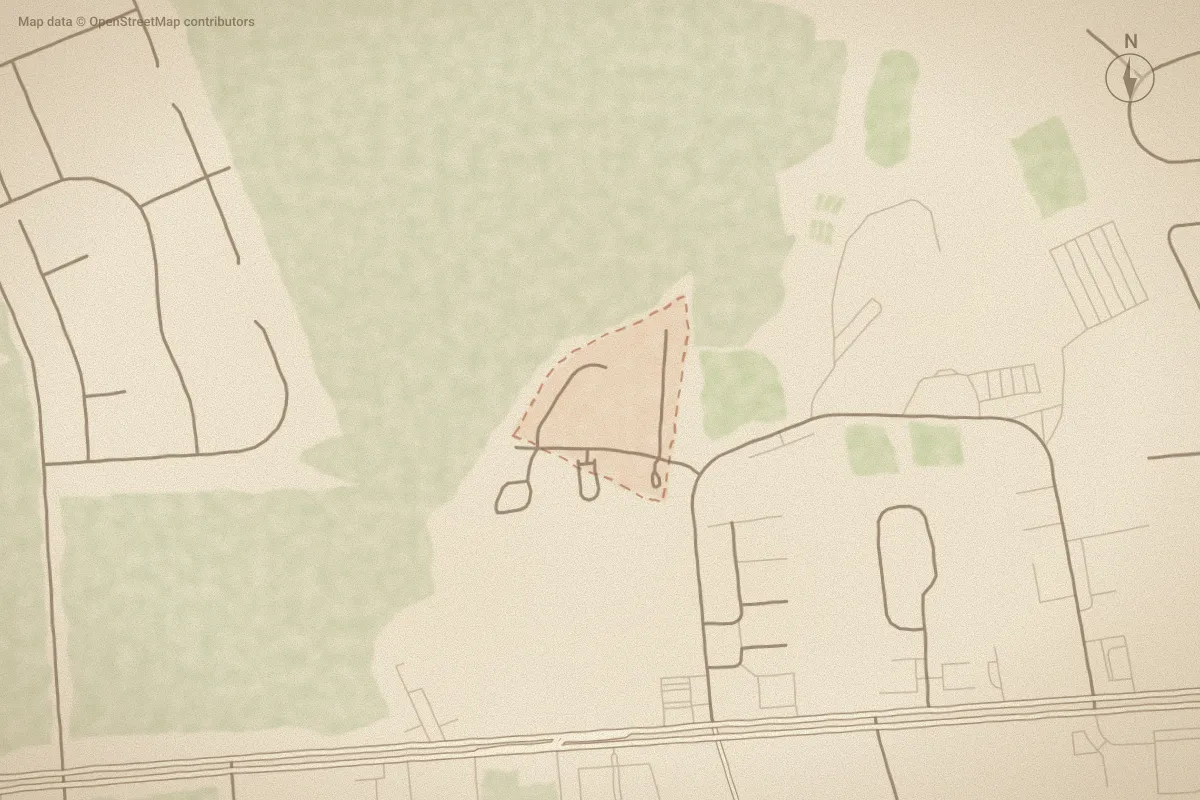 Watercolor map of Academy Green in New Bern, NC, showing its streets, water and surroundings