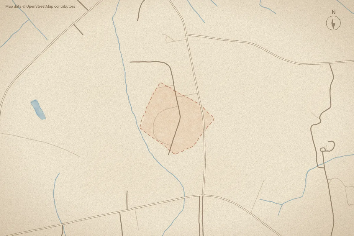 Watercolor map of Almeta Run in La Grange, NC, showing its streets, water and surroundings