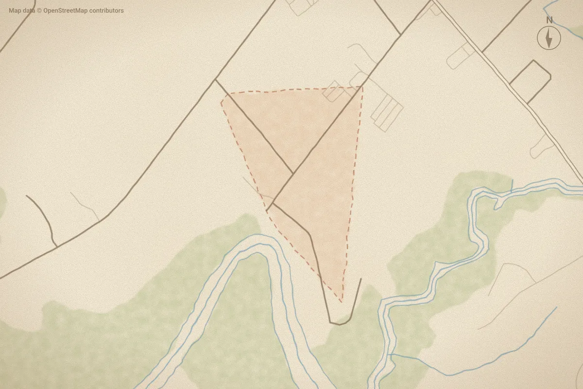 Watercolor map of Arbor Bluffs in Washington, NC, showing its streets, water and surroundings
