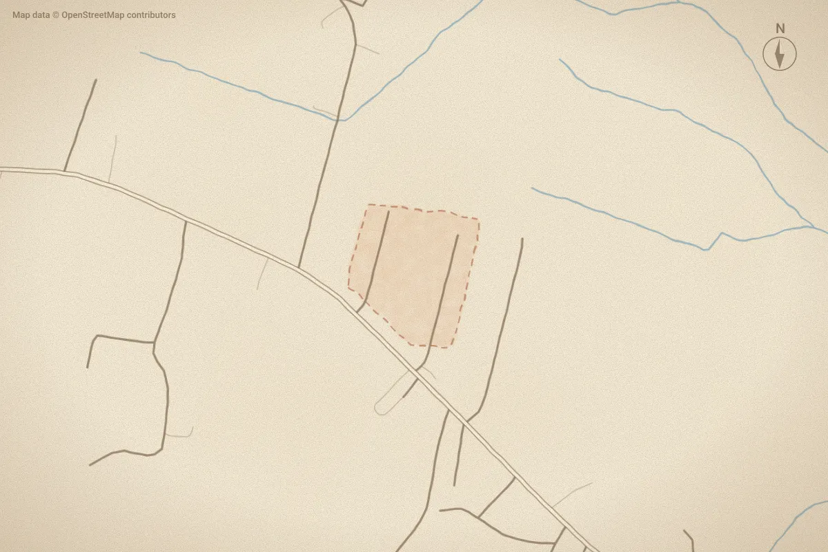 Watercolor map of Avon Ridge in Grimesland, NC, showing its streets, water and surroundings
