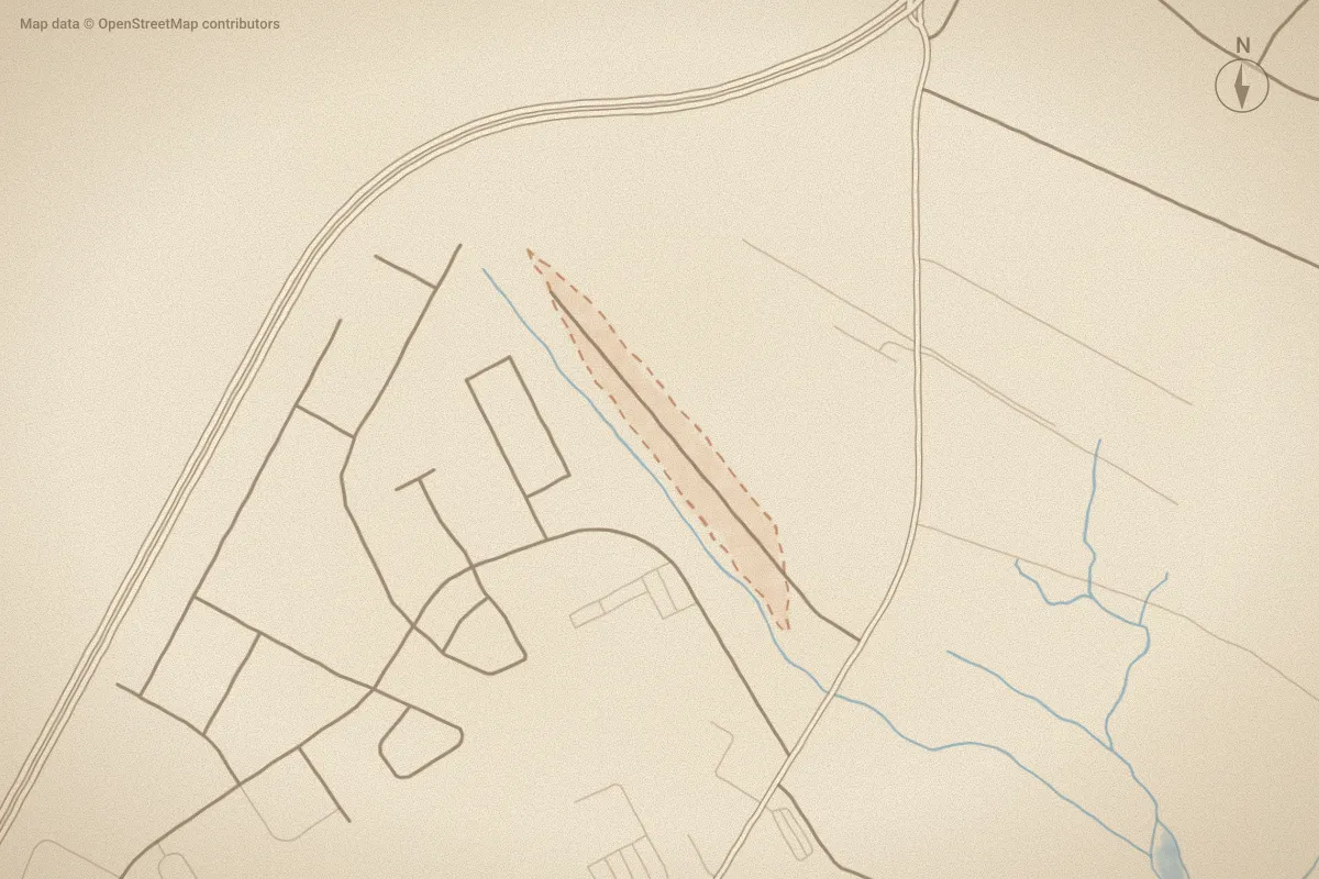 Watercolor map of Beaufort Meadow in Beaufort, NC, showing its streets, water and surroundings