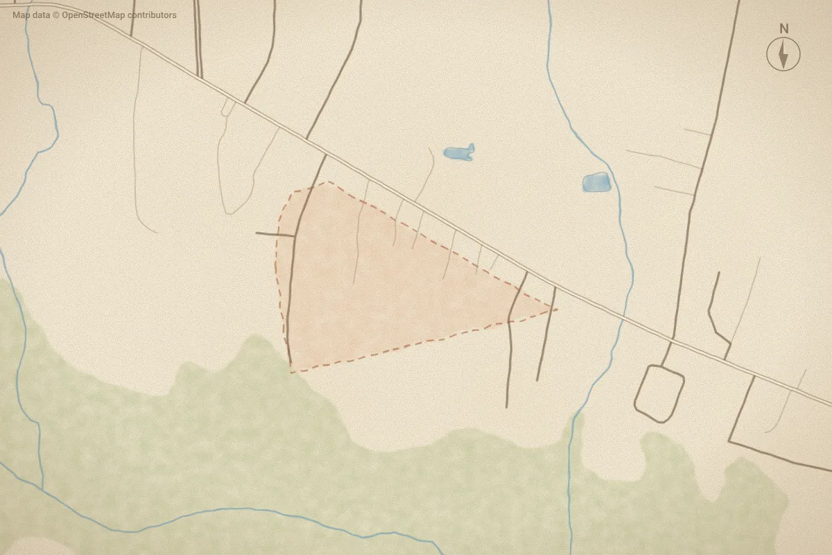Watercolor map of Beechwood in Newport, NC, showing its streets, water and surroundings