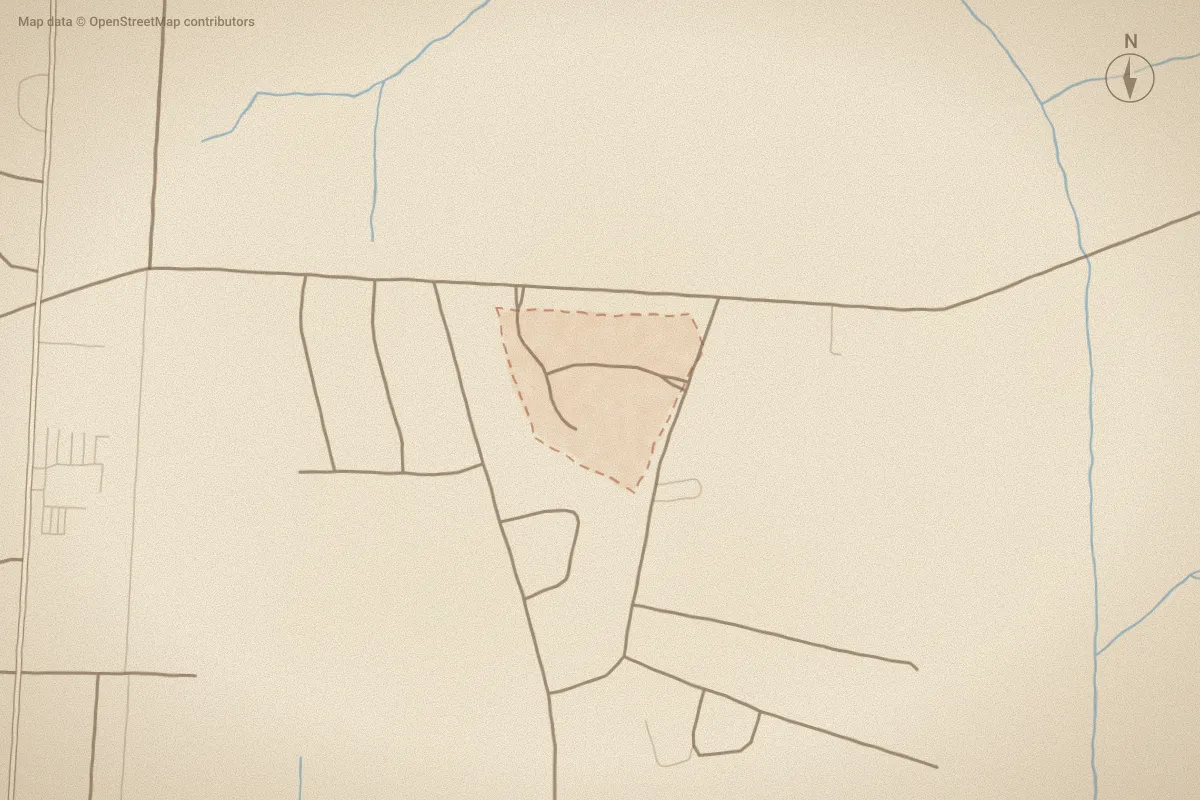 Watercolor map of Bel Mar in Ayden, NC, showing its streets, water and surroundings