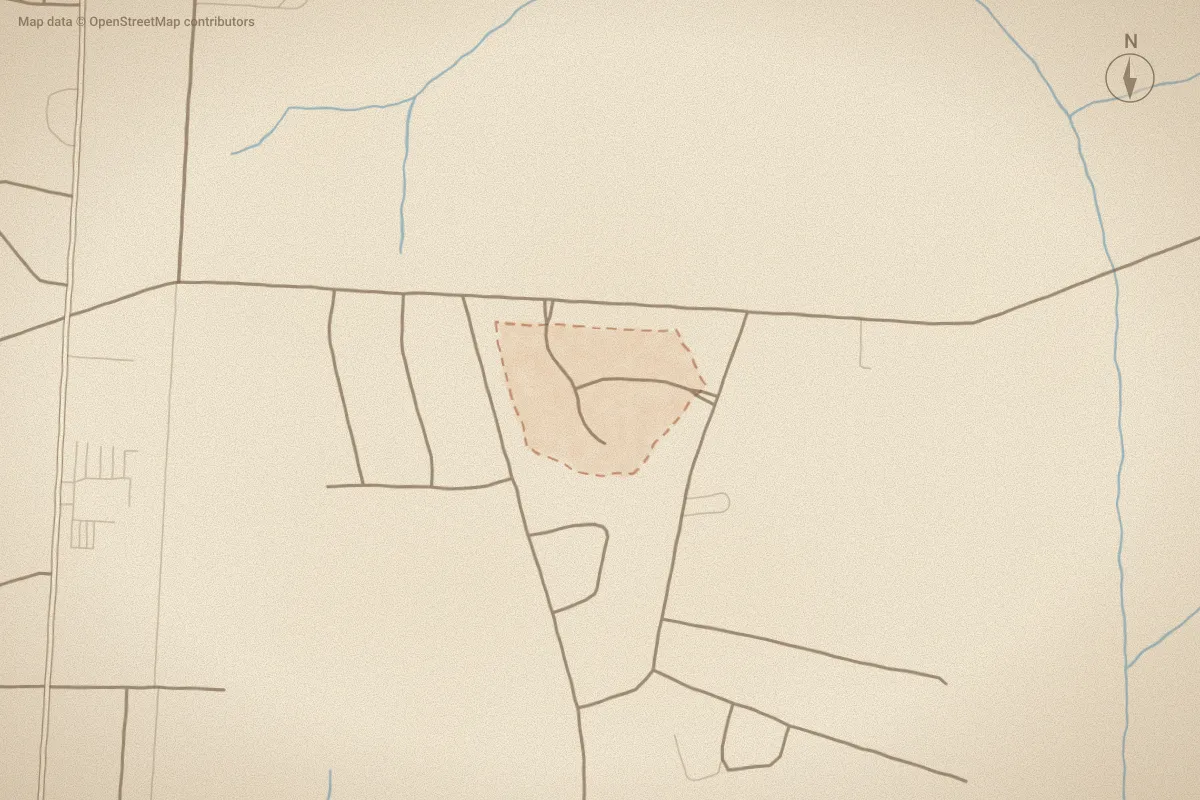 Watercolor map of Bel-Mar Place in Ayden, NC, showing its streets, water and surroundings