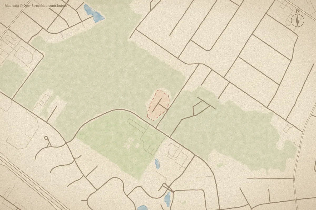 Watercolor map of Berkshire in New Bern, NC, showing its streets, water and surroundings