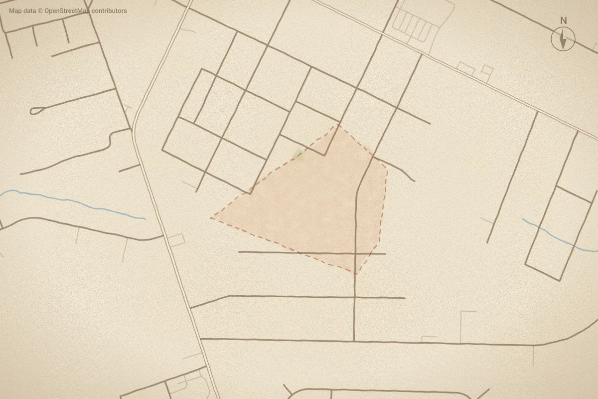 Watercolor map of Blair Ridge in La Grange, NC, showing its streets, water and surroundings