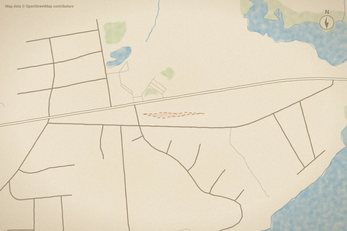 Watercolor map of Bluewater Breeze in Newport, NC, showing its streets, water and surroundings