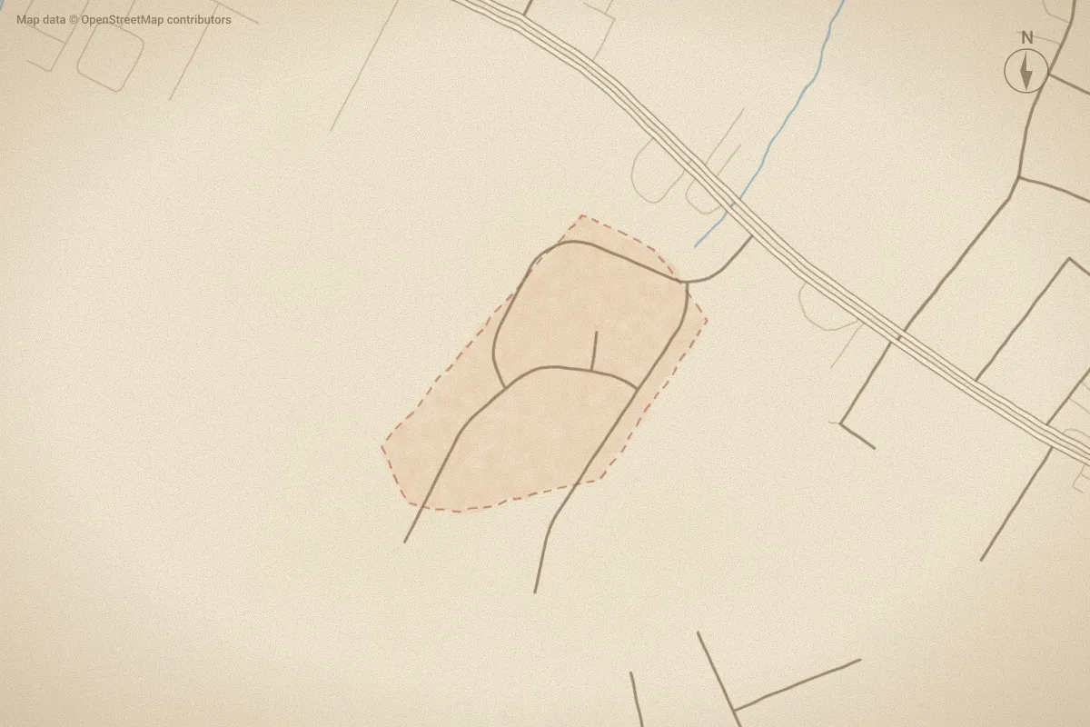 Watercolor map of Camden Park in Goldsboro, NC, showing its streets, water and surroundings