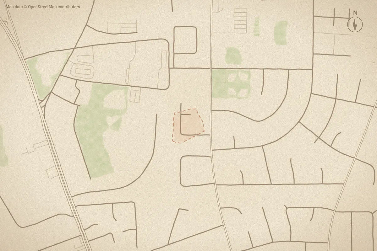 Watercolor map of Cedar Ridge in Havelock, NC, showing its streets, water and surroundings