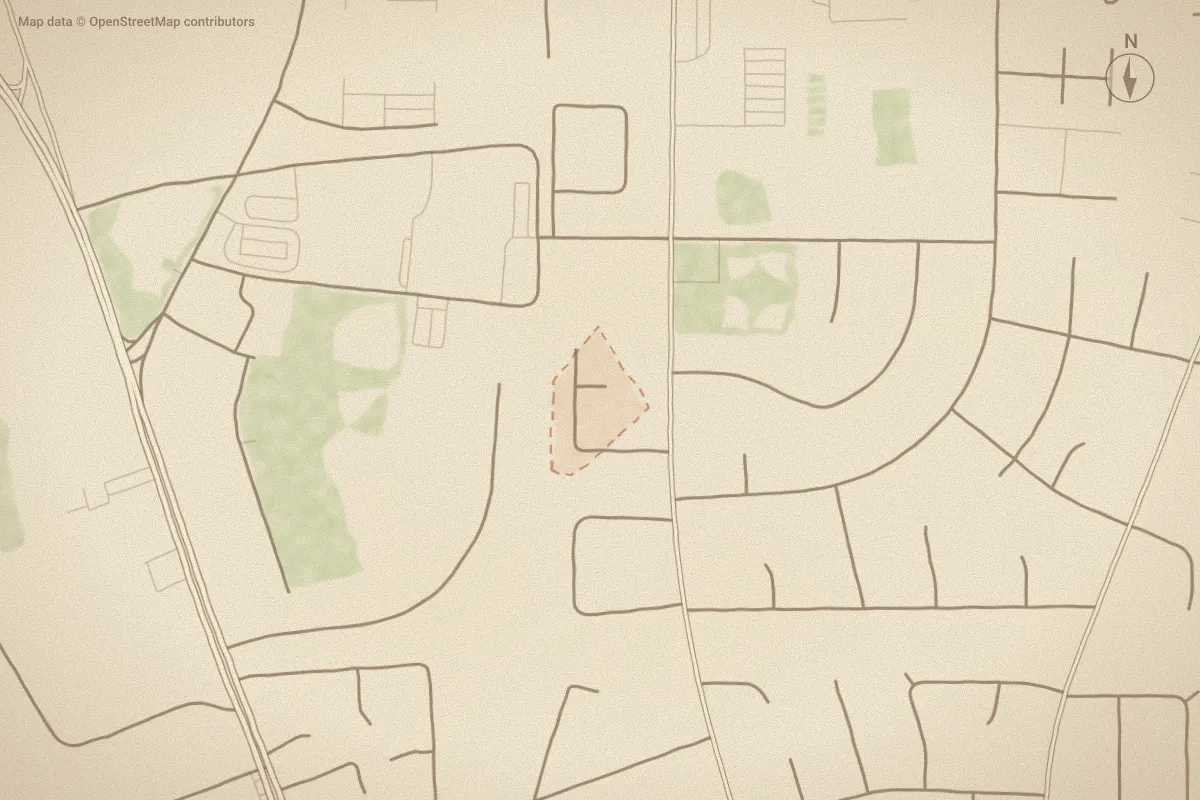 Watercolor map of Cedarridge in Havelock, NC, showing its streets, water and surroundings