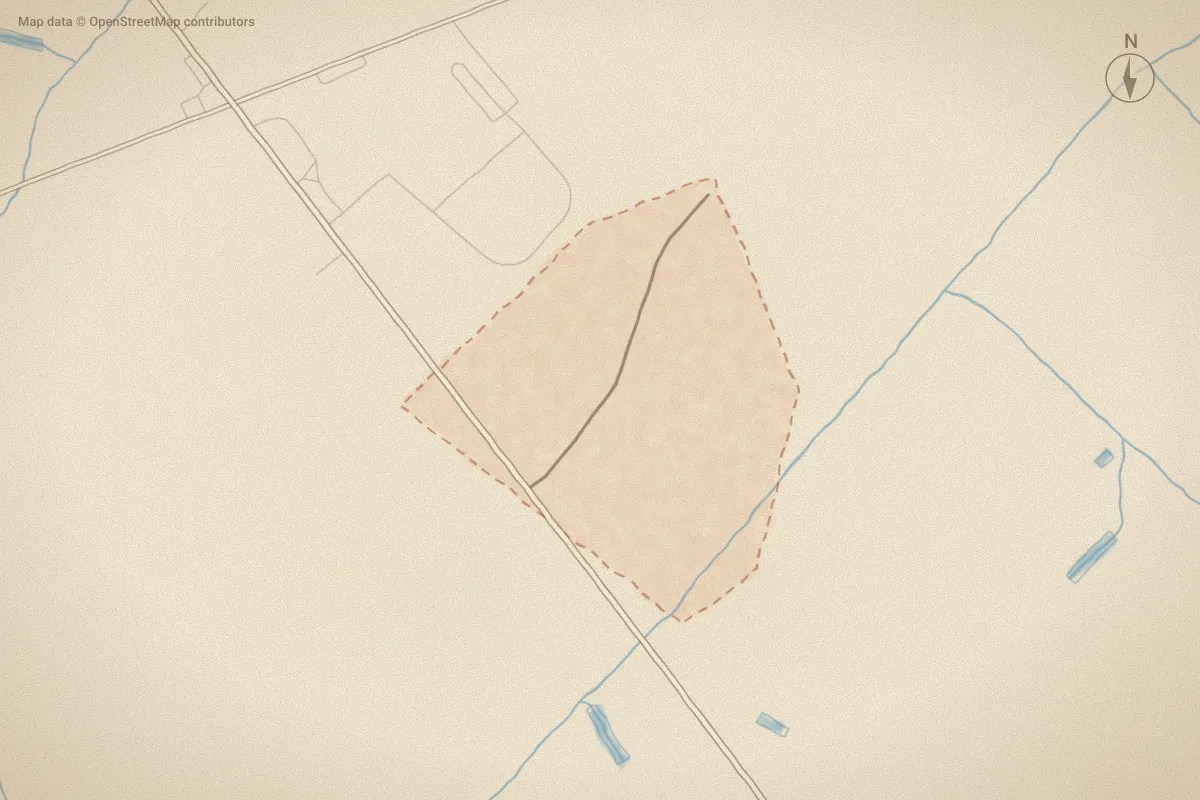 Watercolor map of Chicod Landing in Greenville, NC, showing its streets, water and surroundings
