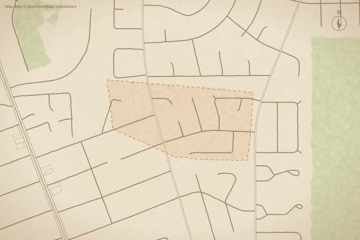 Watercolor map of College Park - Havelock in Havelock, NC, showing its streets, water and surroundings