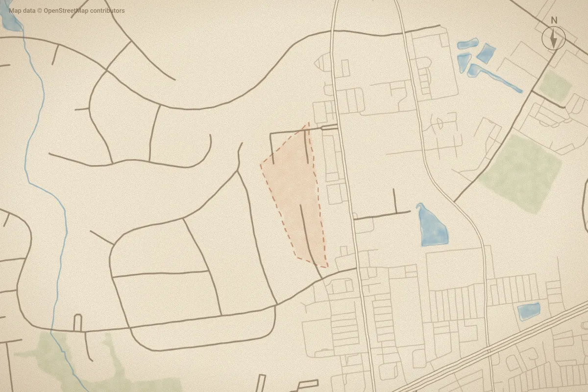 Watercolor map of College Park - New Bern in New Bern, NC, showing its streets, water and surroundings