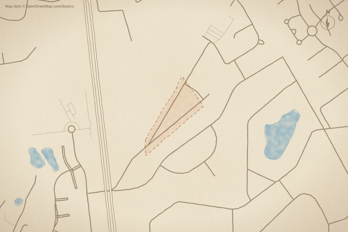 Watercolor map of Conner Village in Newport, NC, showing its streets, water and surroundings