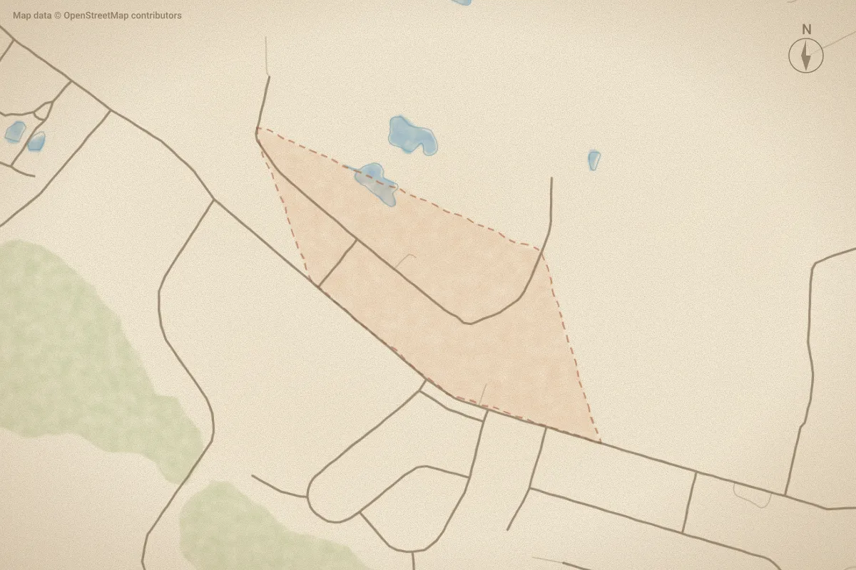 Watercolor map of Country Club Est in Washington, NC, showing its streets, water and surroundings