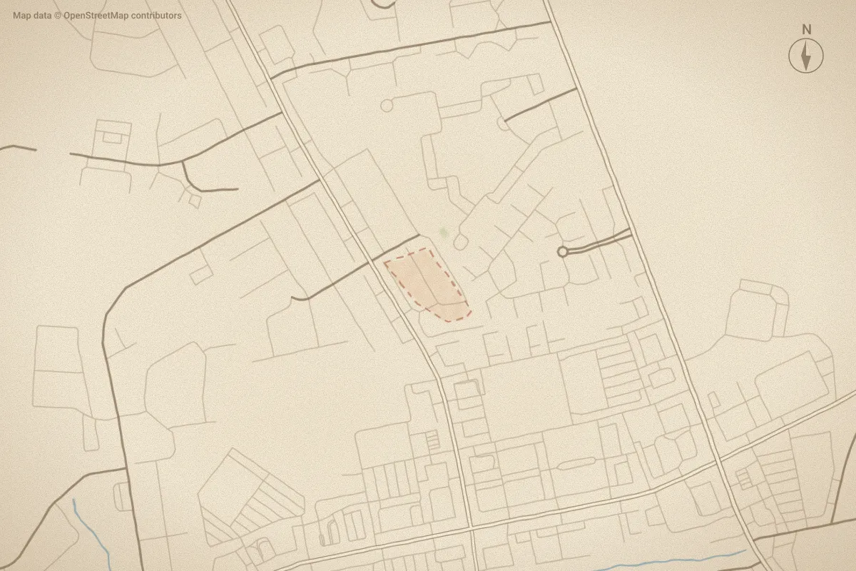 Watercolor map of Covengton Square in Greenville, NC, showing its streets, water and surroundings