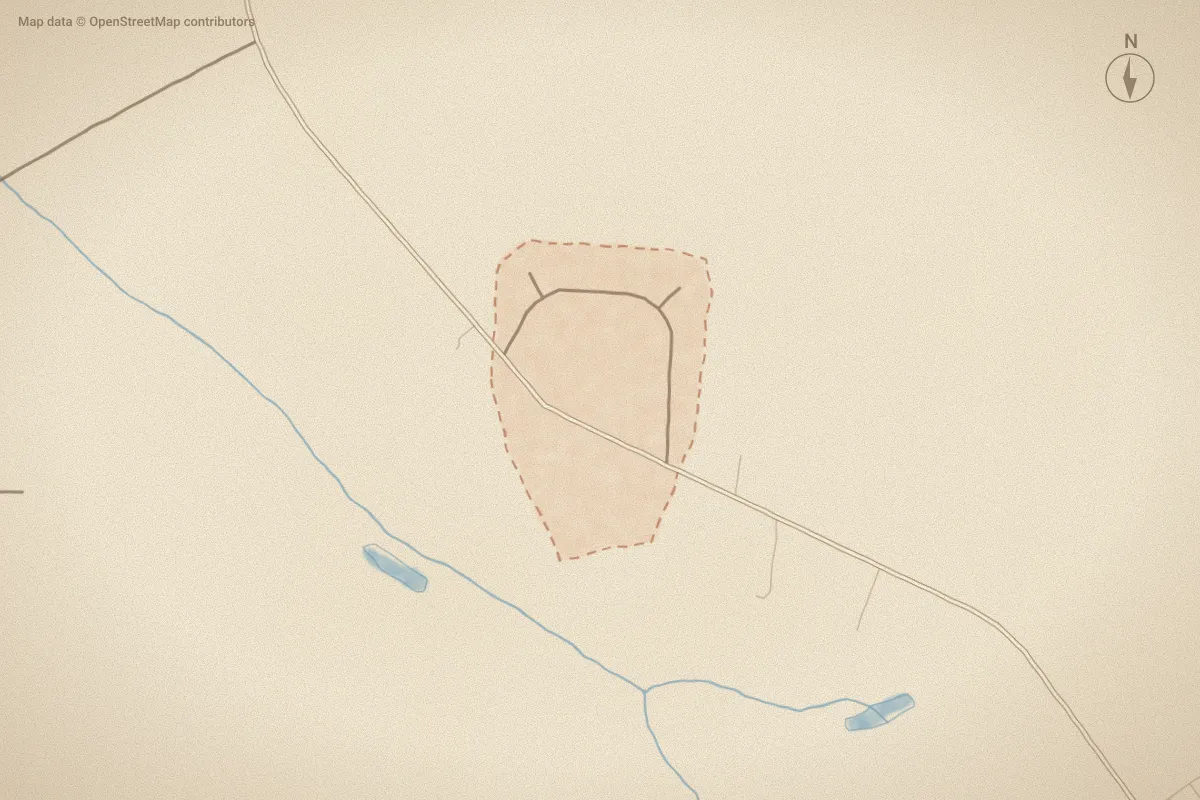 Watercolor map of Crawfords Pointe in Greenville, NC, showing its streets, water and surroundings