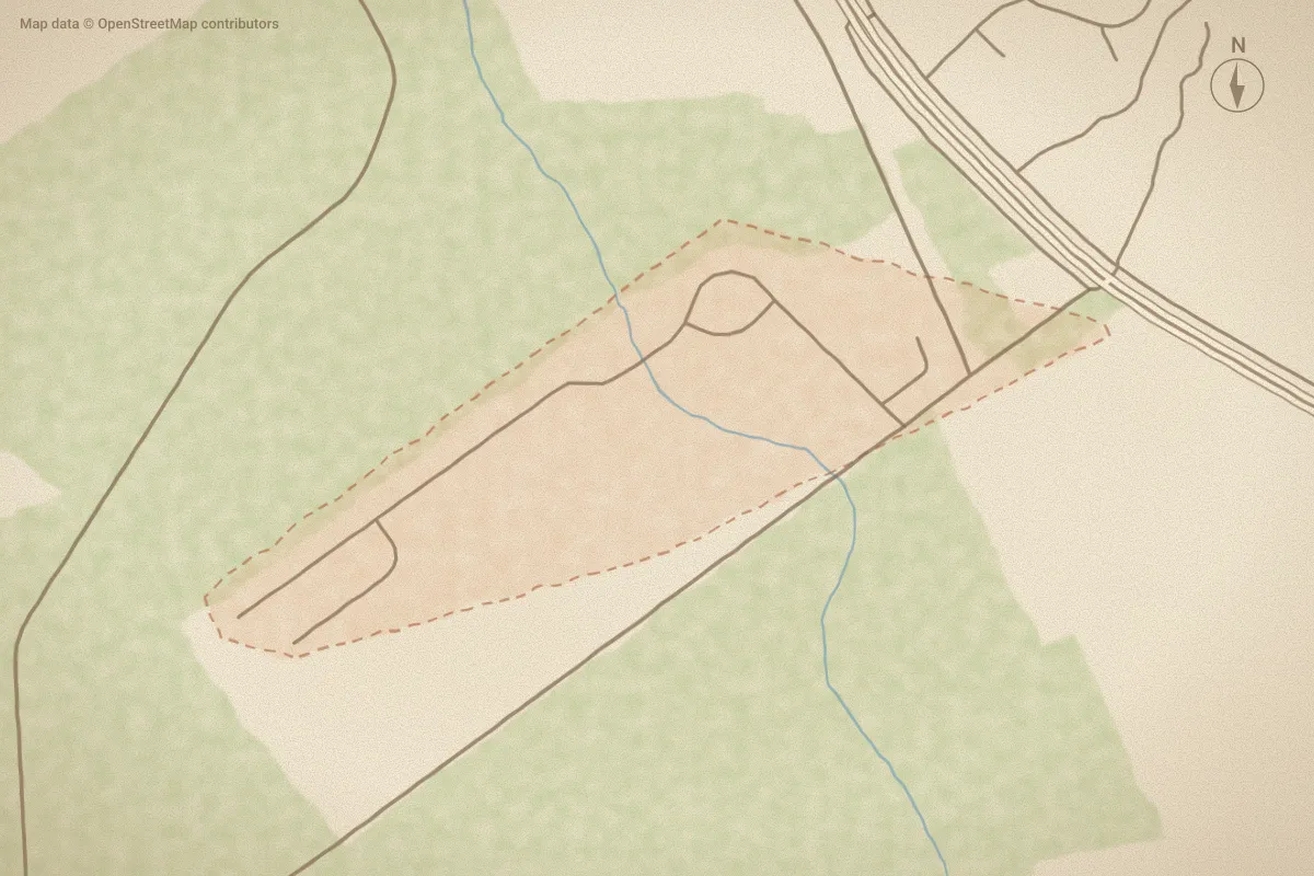 Watercolor map of Croatan Crossing in New Bern, NC, showing its streets, water and surroundings
