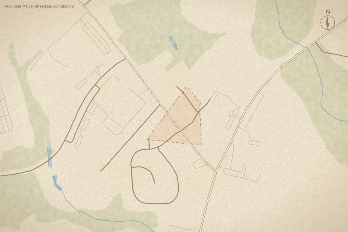 Watercolor map of Cross Creek in Wilson, NC, showing its streets, water and surroundings