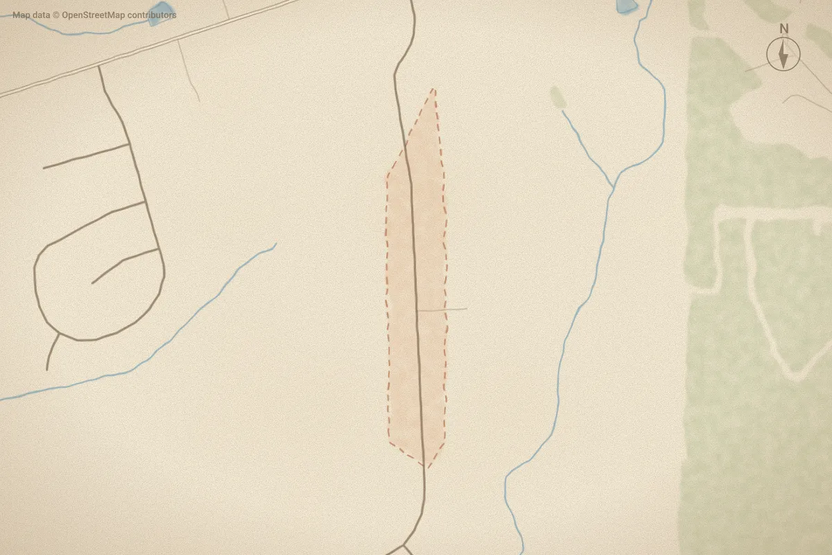 Watercolor map of Deer Acres in Goldsboro, NC, showing its streets, water and surroundings
